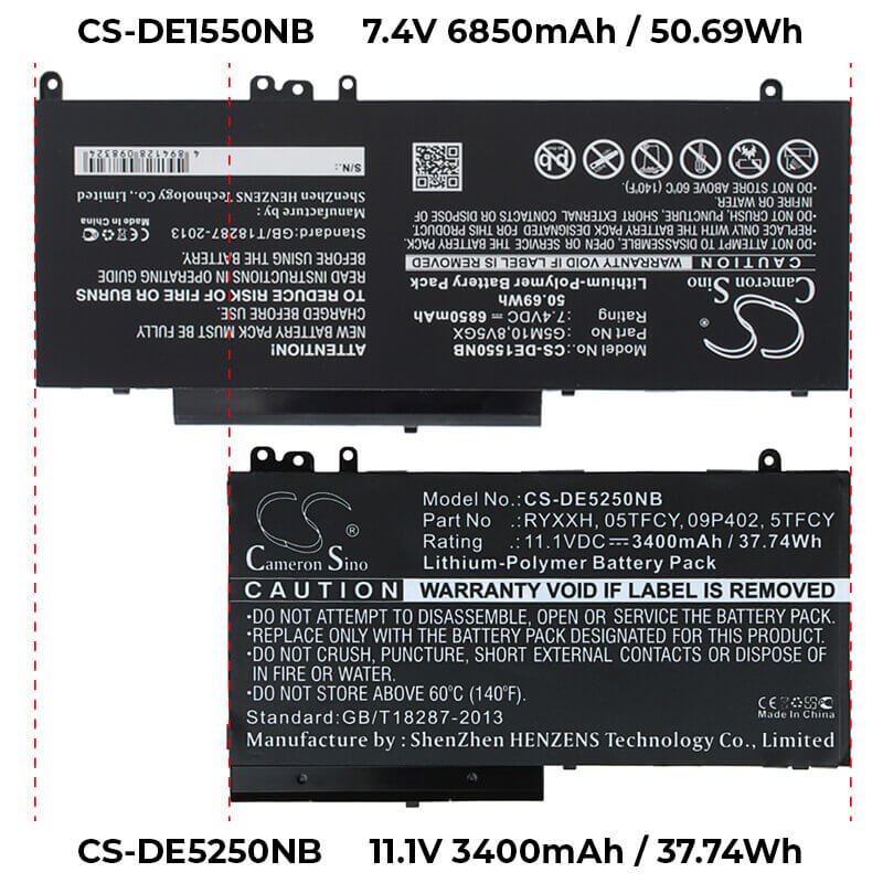 Black Battery For Dell Latitude 12 5000, Latitude 12 E5250 11.1v, 3400mah - 37.74wh Notebook, Laptop Cameron Sino Technology Limited   