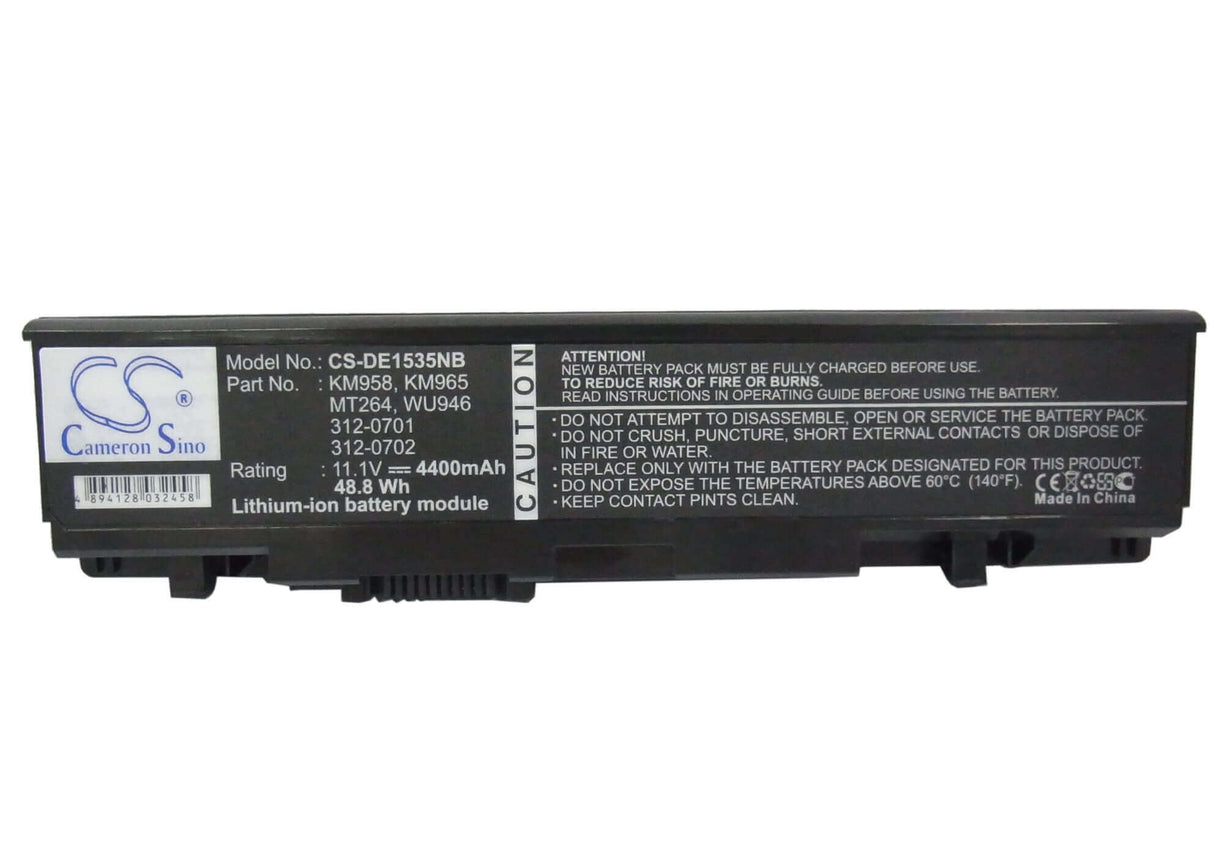 Black Battery For Dell Studio 1535, Studio 1536, Studio 1537 11.4v, 4400mah - 50.16wh Batteries for Electronics Cameron Sino Technology Limited   