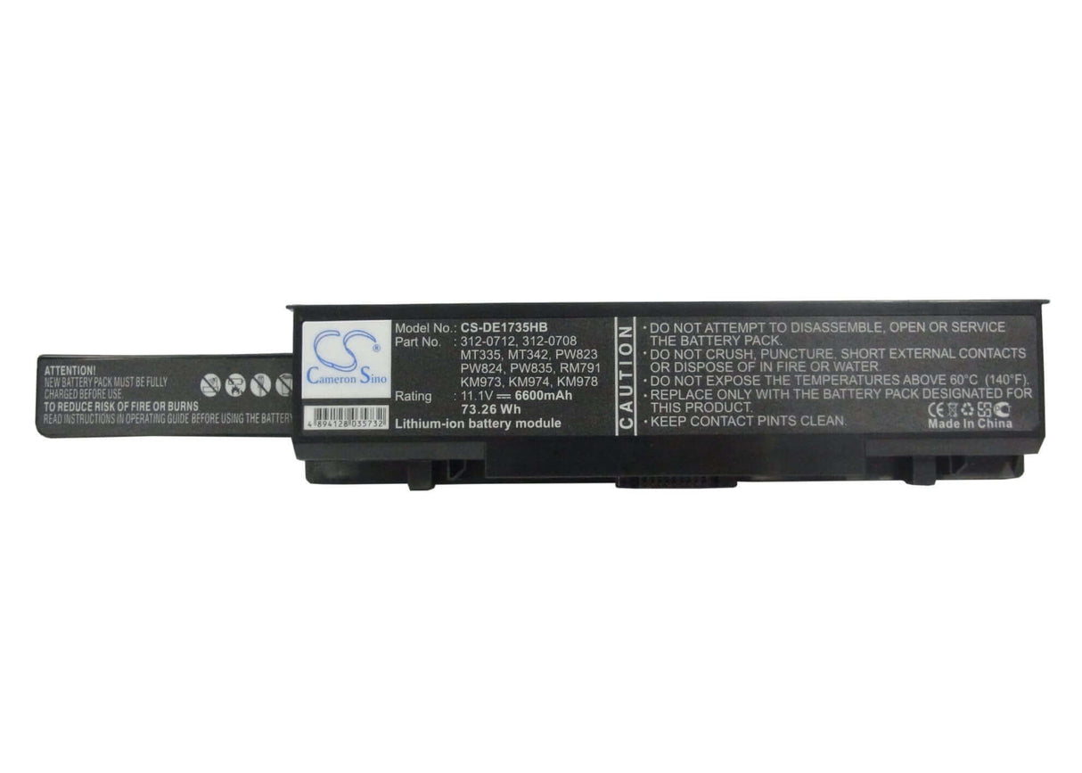 Black Battery For Dell Studio 1735, Studio 1736, Studio 1737 11.1v, 6600mah - 73.26wh Batteries for Electronics Cameron Sino Technology Limited   