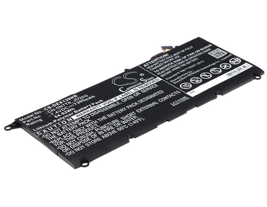 Black Battery For Dell Xps 13 9343, Xps 13-9343, Xps9343-1818slv 7.4v, 7300mah - 54.02wh Notebook, Laptop Cameron Sino Technology Limited   