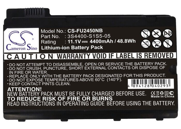 Black Battery For Fujit'su Amilo Pi2450, Amilo Xi2428, Amilo Xi2528 11.1v, 4400mah - 48.84wh Notebook, Laptop Cameron Sino Technology Limited   