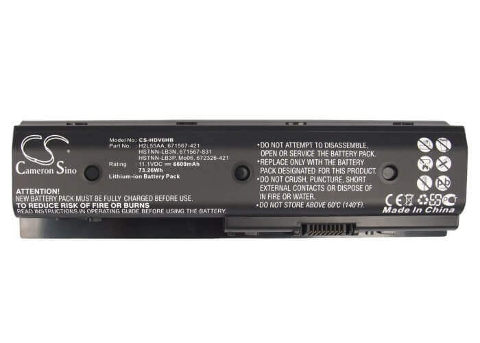 Black Battery For Hp Pavilion M6-1000, Envy Dv4, Envy Dv4-5200 11.1v, 6600mah - 73.26wh Notebook, Laptop Cameron Sino Technology Limited   