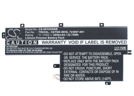 Black Battery For Hp Split X2 13-g110dx, Tpn-w110 11.1v, 2950mah - 32.75wh Notebook, Laptop Cameron Sino Technology Limited   