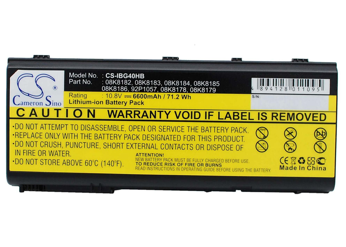 Black Battery For Ibm Thinkpad G40, Thinkpad G41-2881, Thinkpad G40-2389 10.8v, 6600mah - 71.28wh Notebook, Laptop Cameron Sino Technology Limited (Suspended)   