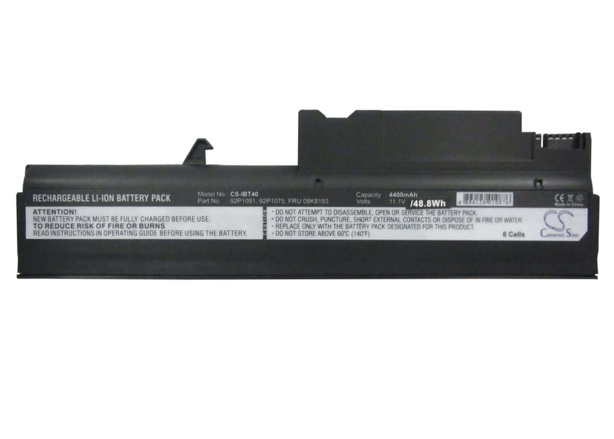 Black Battery For Ibm Thinkpad R51e-1848, Thinkpad R50p 1830, Thinkpad R50p1836 10.8v, 4400mah - 47.52wh Notebook, Laptop Cameron Sino Technology Limited   