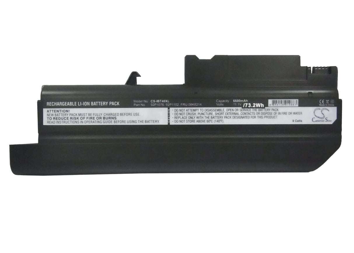 Black Battery For Ibm Thinkpad R51e-1848, Thinkpad R50p 1830, Thinkpad R50p1836 10.8v, 6600mah - 71.28wh Notebook, Laptop Cameron Sino Technology Limited   