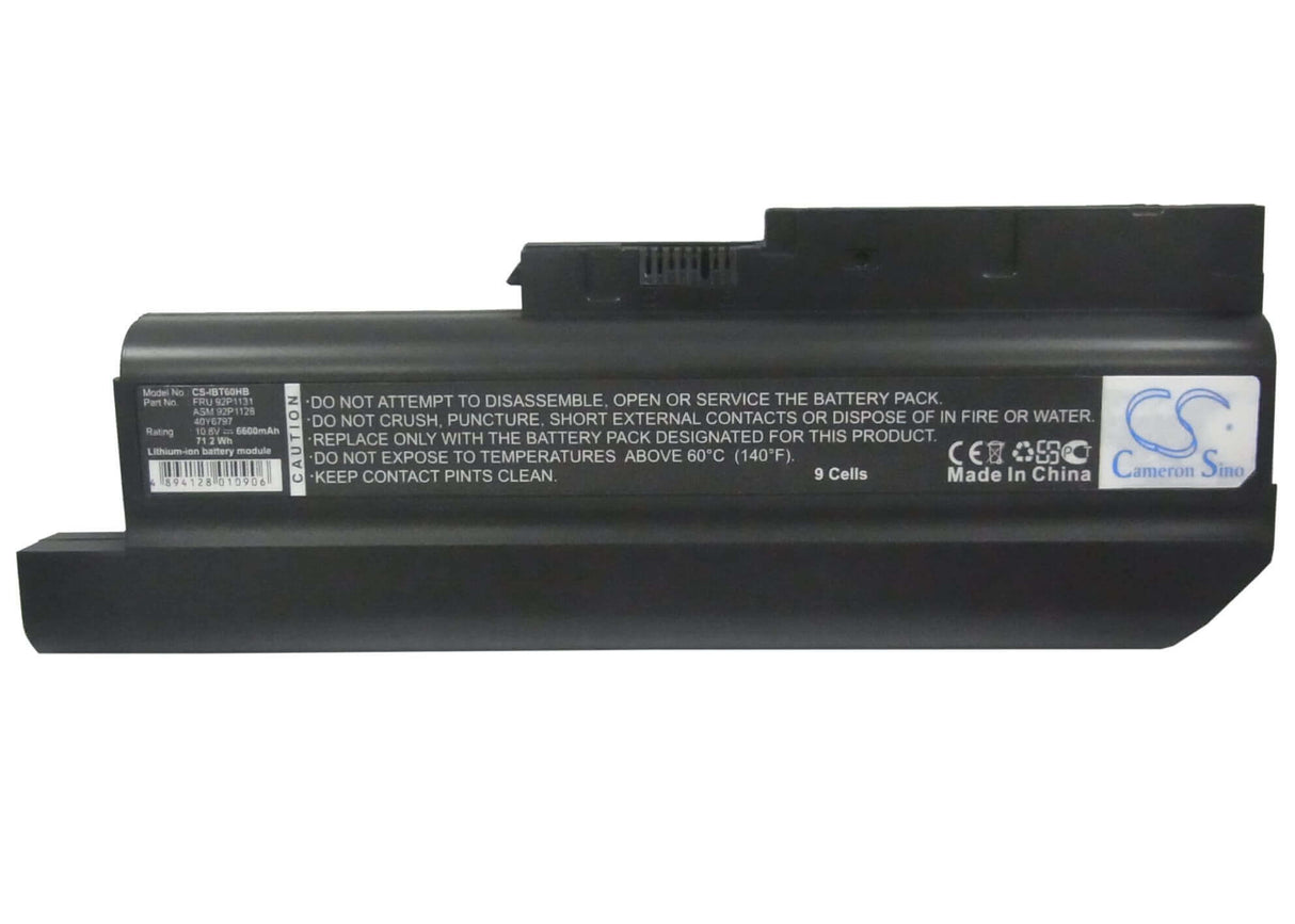 Black Battery For Ibm Thinkpad R60, Thinkpad R61, Thinkpad R60 9455 10.8v, 6600mah - 71.28wh Notebook, Laptop Cameron Sino Technology Limited   