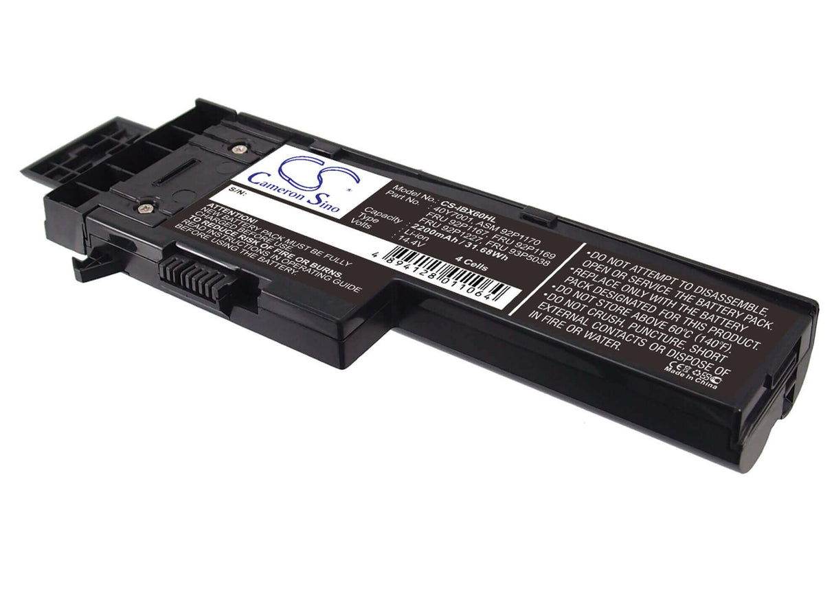 Black Battery For Ibm Thinkpad X60, Thinkpad X61, Thinkpad X60 1702 14.4v, 2200mah - 31.68wh Notebook, Laptop Cameron Sino Technology Limited   