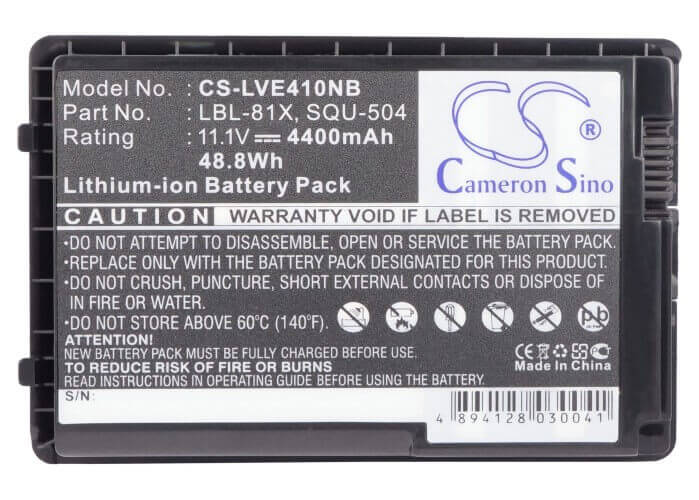 Black Battery For Lenovo 125, 125c, 410 11.1v, 4400mah - 48.84wh Notebook, Laptop Cameron Sino Technology Limited   