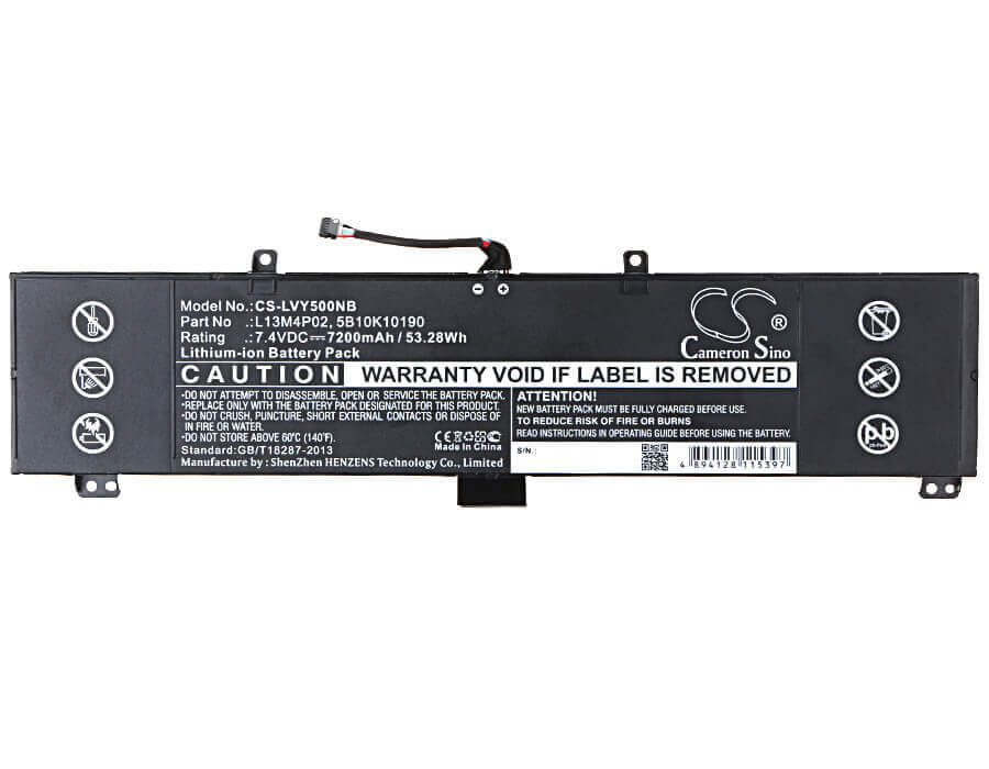 Black Battery For Lenovo Erazer Y50, Y50-70, Y50-70am-ifi 7.4v, 7200mah - 53.28wh Notebook, Laptop Cameron Sino Technology Limited   