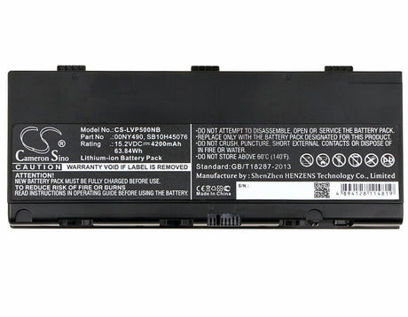 Black Battery For Lenovo Thinkpad P50, Thinkpad P50 Mobile Workstation, Thinkpad P50 Mobile Xeon Workstation 15.2v, 4200mah - 63 Notebook, Laptop Cameron Sino Technology Limited   