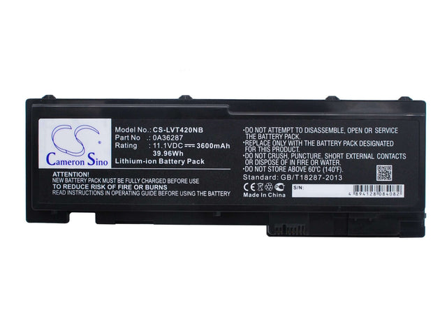 Black Battery For Lenovo Thinkpad T420s, Thinkpad T420si, Thinkpad T420s 4171-a13 11.1v, 3600mah - 39.96wh Notebook, Laptop Cameron Sino Technology Limited   