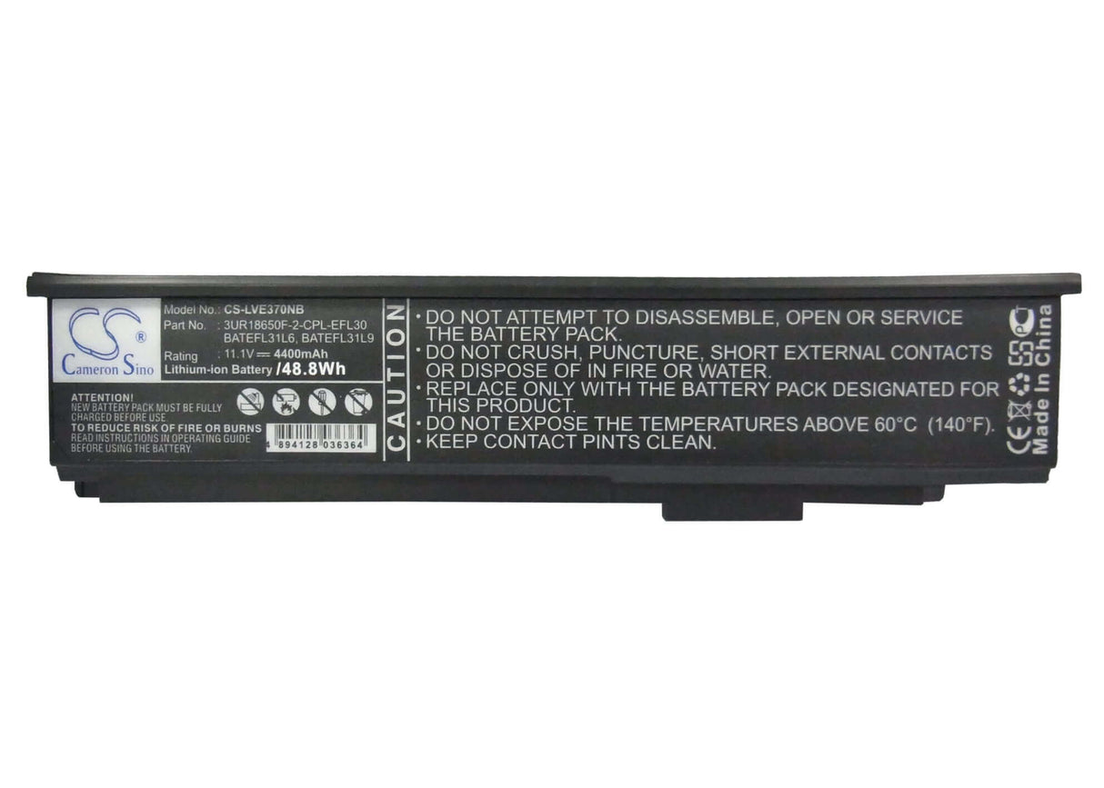 Black Battery For Lenovo Y100, E370 11.1v, 4400mah - 48.84wh Notebook, Laptop Cameron Sino Technology Limited   