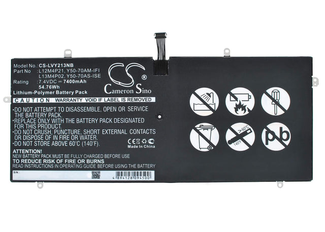 Black Battery For Lenovo Yoga 2 Pro Ultrabook, Yoga 2 Ultrabook, Yoga 2 Pro 13.3" 7.4v, 7400mah - 54.76wh Notebook, Laptop Cameron Sino Technology Limited   