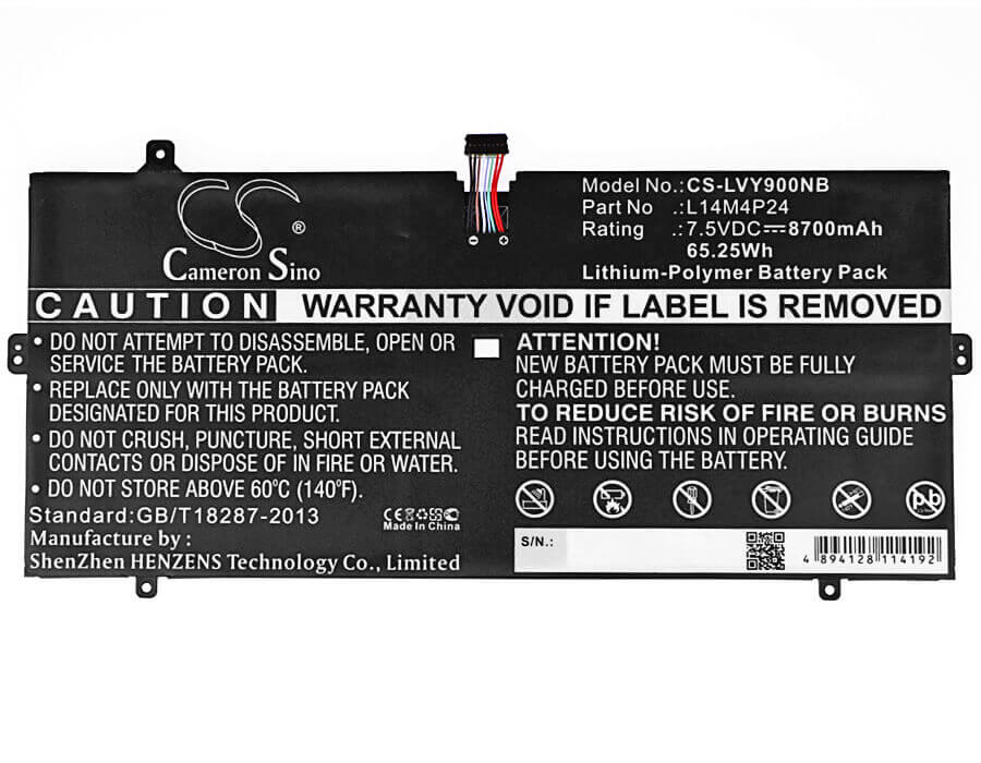 Black Battery For Lenovo Yoga 900 7.5v, 8700mah - 65.25wh Notebook, Laptop Cameron Sino Technology Limited   