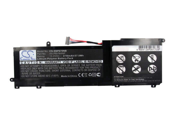 Black Battery For Samsung Ativ Book 6, Np670z5e, Np670z5e-x01 15.2v, 3750mah - 57.00wh Notebook, Laptop Cameron Sino Technology Limited (Suspended)   