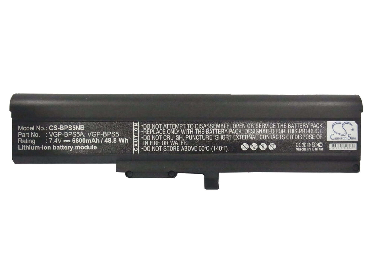 Black Battery For Sony Vaio Vgn-tx651p Satellite T4700 Series, Aio Tx36tp, Aio Tx37tp 7.4v, 6600mah - 48.84wh Notebook, Laptop Cameron Sino Technology Limited   