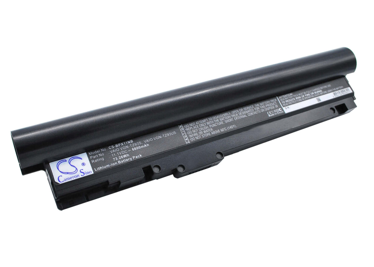 Black Battery For Sony Vaio Vgn-tz121, Vaio Vgn-tz130n/b, Vaio Vgn-tz131n 11.1v, 6600mah - 73.26wh Notebook, Laptop Cameron Sino Technology Limited   