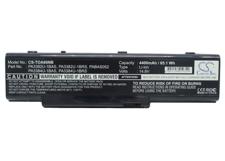 Black Battery For Toshiba Dynabook Ax/2, Satellite A60-sp159, Satellite A65 Series 14.8v, 4400mah - 65.12wh Notebook, Laptop Cameron Sino Technology Limited   