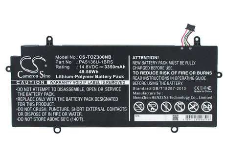 Black Battery For Toshiba Portege Z30, Portege Z30-a-12u, Portege Z30-a-m5s 14.8v, 3350mah - 49.58wh Notebook, Laptop Cameron Sino Technology Limited   