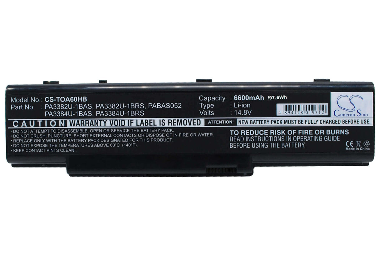 Black Battery For Toshiba Satellite A60-s1591, Satellite A60-s156, Satellite A60-743 14.8v, 6600mah - 97.68wh Notebook, Laptop Cameron Sino Technology Limited   