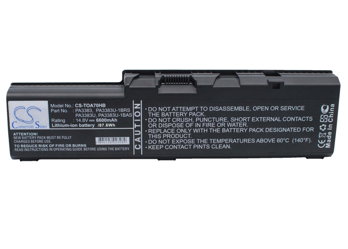 Black Battery For Toshiba Satellite A70, Satellite A70-s2362, Satellite A70-s249 14.8v, 6600mah - 97.68wh Notebook, Laptop Cameron Sino Technology Limited   