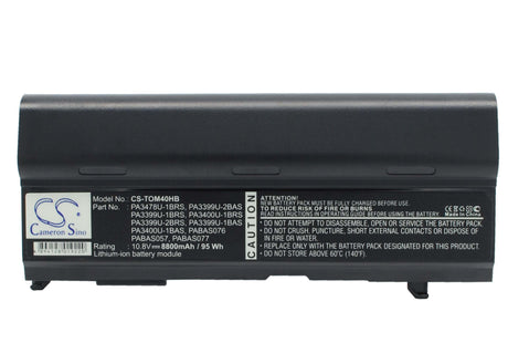 Black Battery For Toshiba Satellite A80-116, Satellite M40-307, Tecra A3-181 10.8v, 8800mah - 95.04wh Notebook, Laptop Cameron Sino Technology Limited   