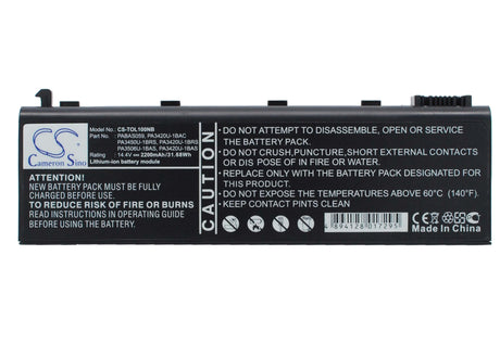 Black Battery For Toshiba Satellite L20-101, Satellite L10-104, Satellite L100-119 14.4v, 2200mah - 31.68wh Notebook, Laptop Cameron Sino Technology Limited   