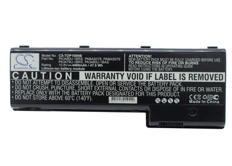 Black Battery For Toshiba Satellite P100-118, Satellite P100-359, Satellite P105-s6134 10.8v, 4400mah - 47.52wh Notebook, Laptop Cameron Sino Technology Limited   