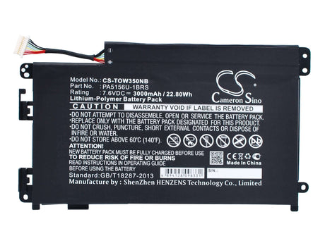 Black Battery For Toshiba Satellite W35click-a3300, Satellite W35dt, Click W35 7.6v, 3000mah - 22.80wh Notebook, Laptop Cameron Sino Technology Limited (Suspended)   