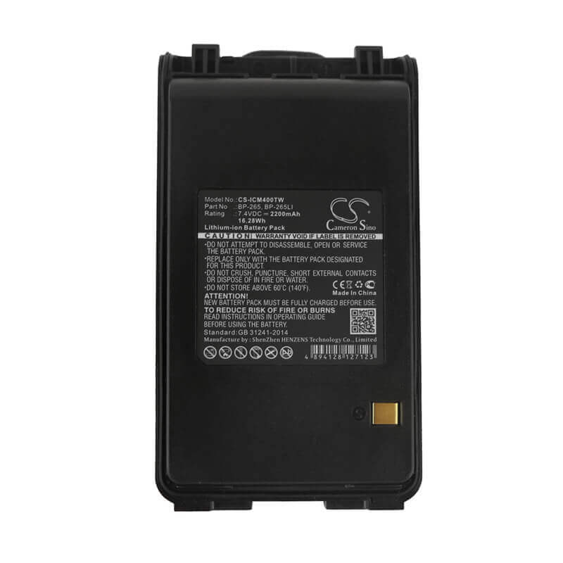 Li-ion Battery For Icom Bp-265 Fits Ic-v80e, Ic-u80e, 7.4v, 2200mah - 16.28wh Two-Way Radio Cameron Sino Technology Limited   