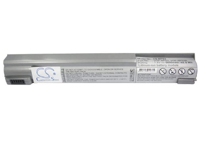 Metallic Silver Battery For Sony Vaio Vgn-t27gp, Vaio Vgn-t91psy7, Vaio Vgn-t260p/ L 7.4v, 6600mah - 48.84wh Notebook, Laptop Cameron Sino Technology Limited (Suspended)   