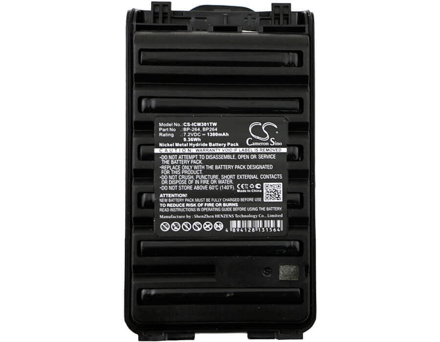 Nimh Battery For Icom, Ic-f3001, Ic-f3002, Replaces Bp-264 7.2v, 1300mah - 9.36wh Two-Way Radio Cameron Sino Technology Limited   