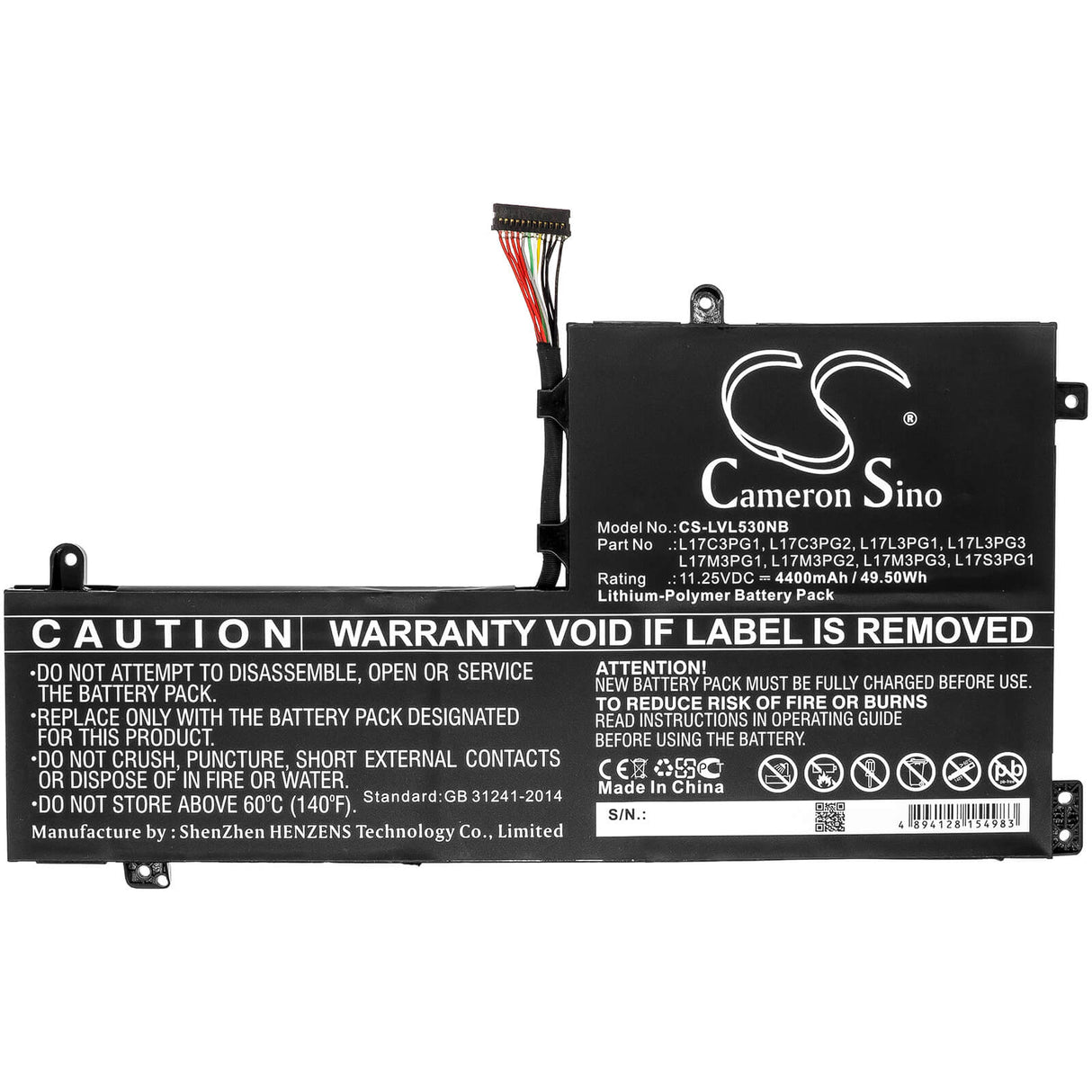 Notebook Battery For Lenovo, Legion Y530, Legion Y7000 11.34v, 4400mah - 49.90wh Notebook, Laptop Cameron Sino Technology Limited   