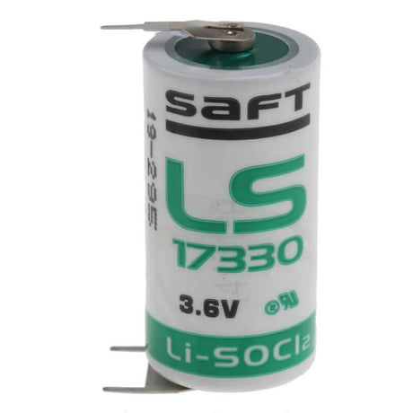 Saft Ls17330 2/3 A 3.6v 2100mah Lithium Battery With Pc Pins - Single Positive & Dual Negative Terminals Battery By Use Saft Lithium Batteries   