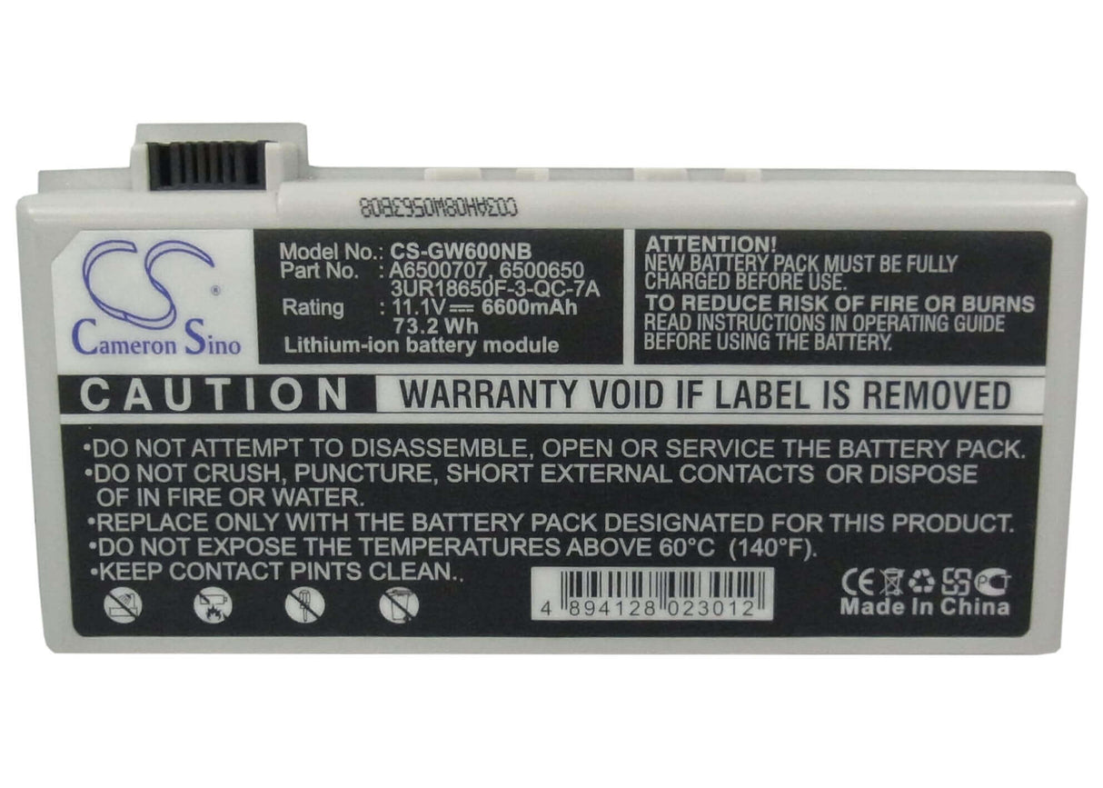 Silver Battery For Gateway Solo 600, Solo 600yg2, Solo 600ygr 11.1v, 6600mah - 73.26wh Batteries for Electronics Cameron Sino Technology Limited (Suspended)   