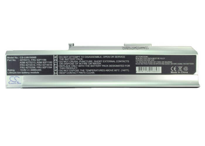 Silver Battery For Lenovo 3000 C200 8922, 3000 C200, 3000 N100 0689 10.8v, 4400mah - 47.52wh Notebook, Laptop Cameron Sino Technology Limited   