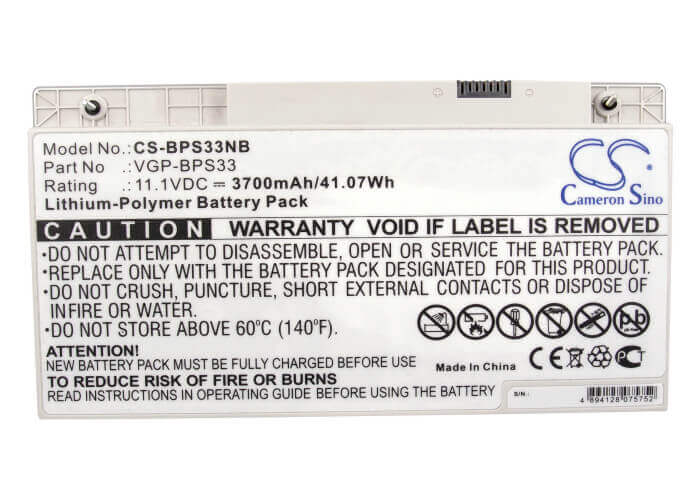 Silver Battery For Sony Svt-14118cc, Svt14118ccs, Svt-1511m1e 11.1v, 3700mah - 41.07wh Notebook, Laptop Cameron Sino Technology Limited   