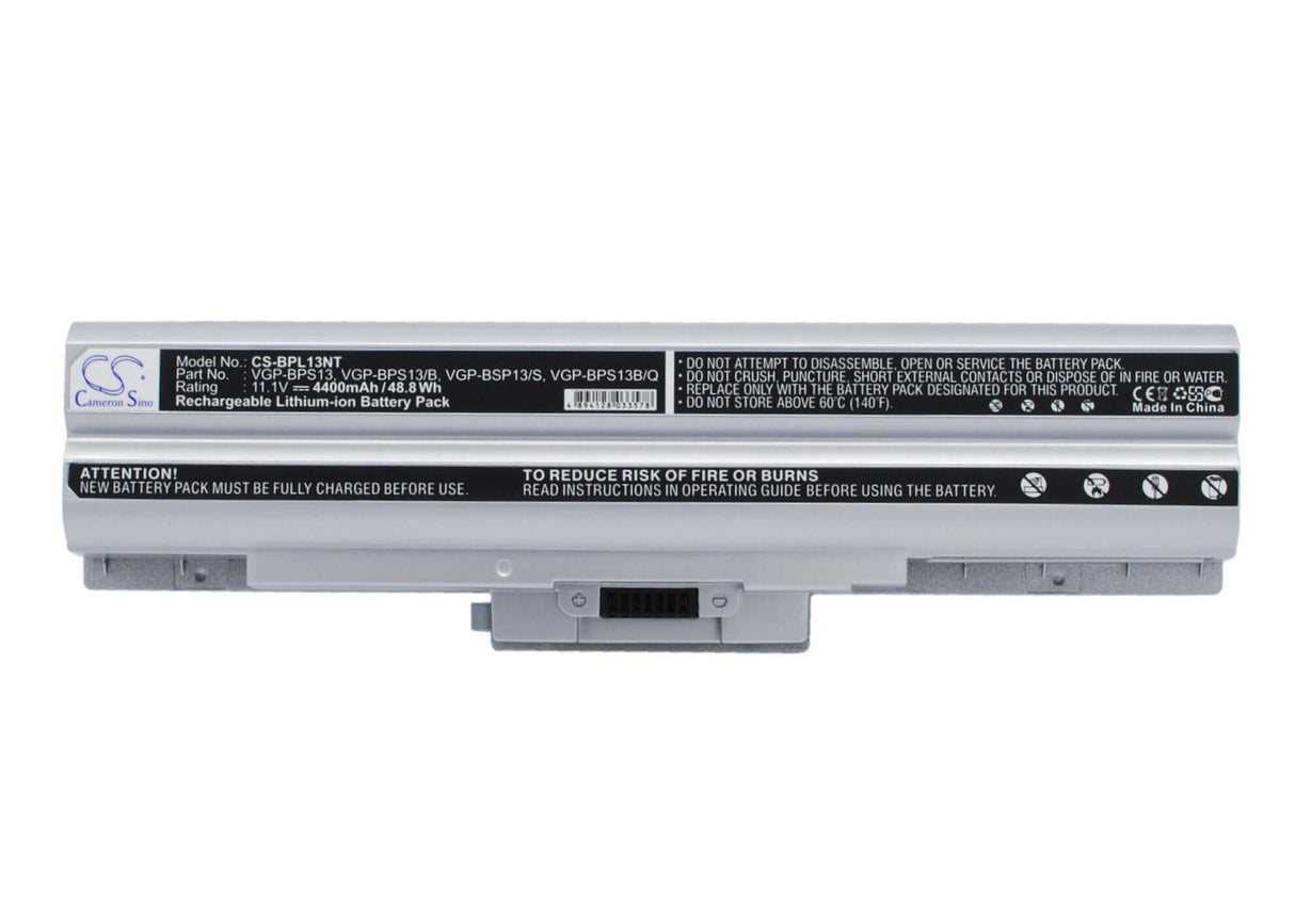 Silver Battery For Sony Vaio Vgn-aw230j/h, Vaio Vgn-aw235j/b, Vaio Vgn-aw290jfq 11.1v, 4400mah - 48.84wh Notebook, Laptop Cameron Sino Technology Limited   