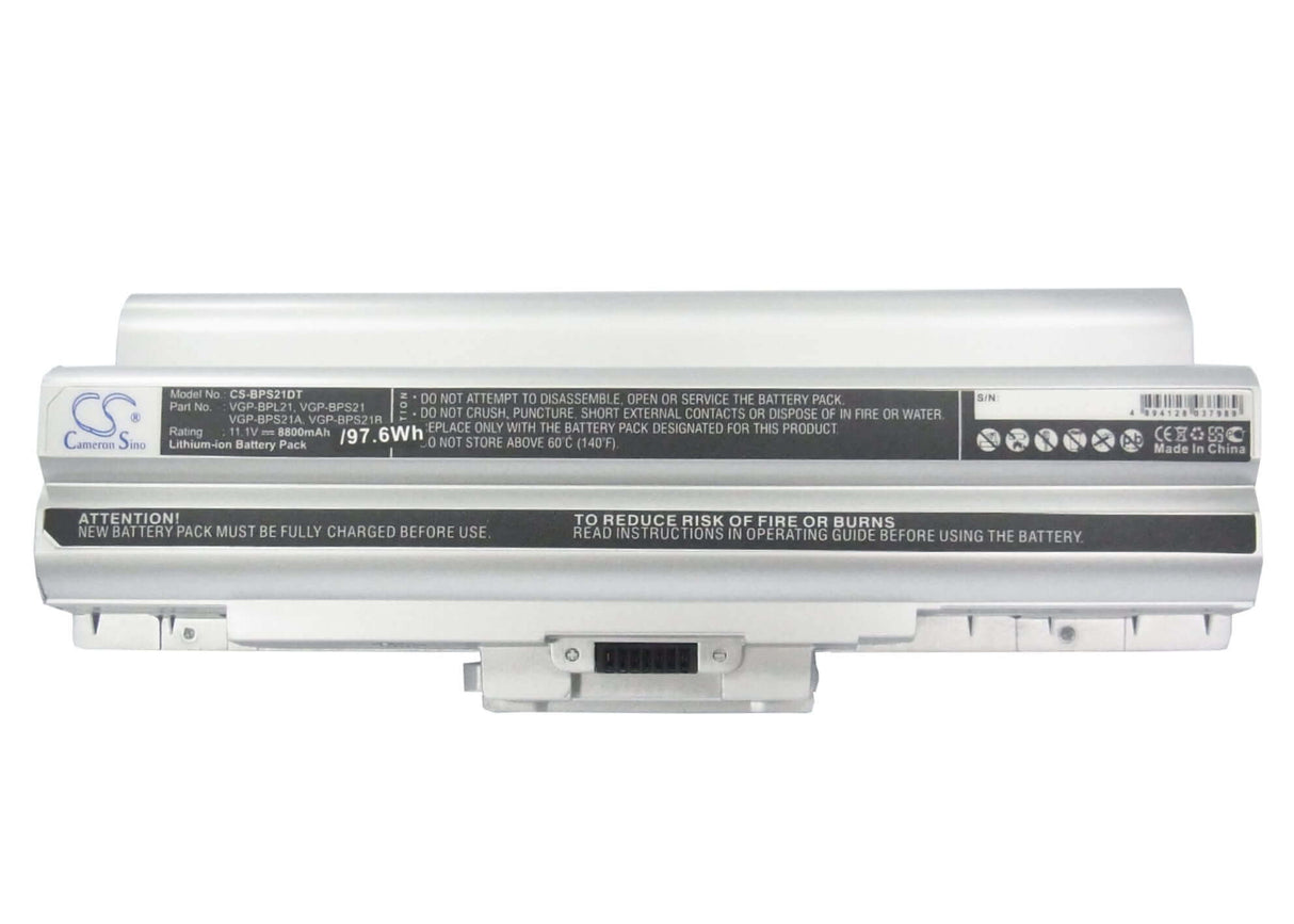 Silver Battery For Sony Vaio Vgn-aw41jf, Vaio Vgn-aw41mf, Vaio Vgn-aw41xh 11.1v, 8800mah - 97.68wh Notebook, Laptop Cameron Sino Technology Limited (Suspended)   