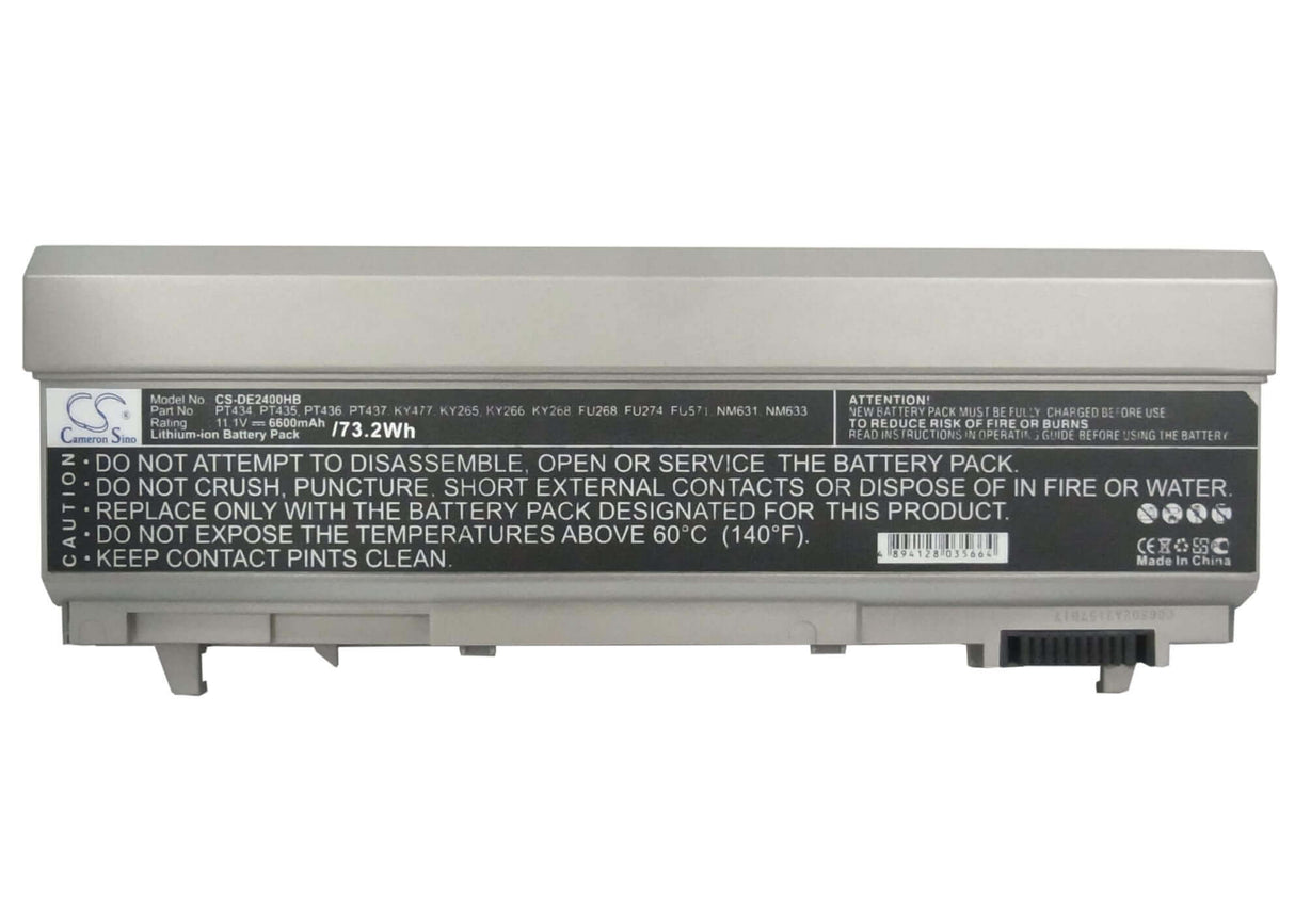 Silver Grey Battery For Dell Latitude E6400, Latitude E6500, Precision M2400 11.1v, 6600mah - 73.26wh Batteries for Electronics Cameron Sino Technology Limited   