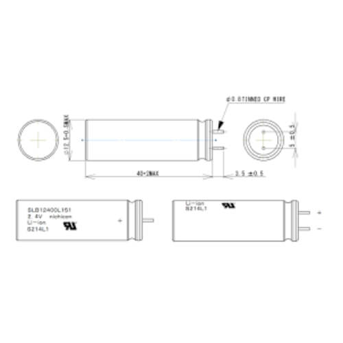 Slb12400l1511ca Battery From Nichicon, Small Lithium Titanate 2.4v 150mah Other Batteries Nichicon Corporation   