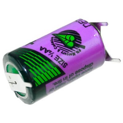 Tadiran Battery Model Tl-2150 1/2 Aa 3.6v, 1000 Mah - 3.6wh Battery By Use Tadiran Batteries With PC Pins - 2 Pin on Positive Terminal - 1 Pin on Negative Terminal  