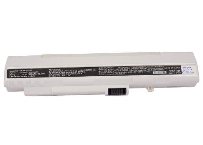 White Battery For Acer Aspire One, Aspire One A110-1295, Aspire One A110-1545 11.1v, 7800mah - 86.58wh Notebook, Laptop Cameron Sino Technology Limited   