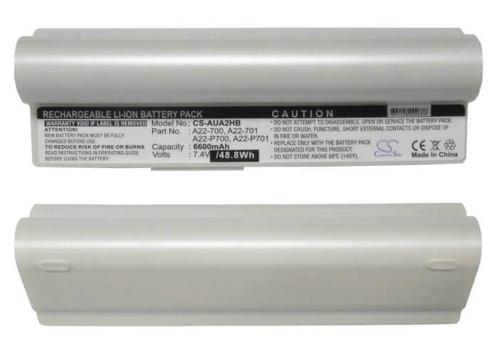 White Battery For Asus Eee Pc 701, Eee Pc 701c, Eee Pc 800 7.4v, 6600mah - 48.84wh Notebook, Laptop Cameron Sino Technology Limited   